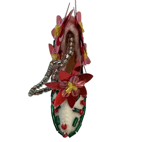 Michael Simon Handmade Poinsettia Shoe Christmas Tree Ornament - Picture 12 of 14